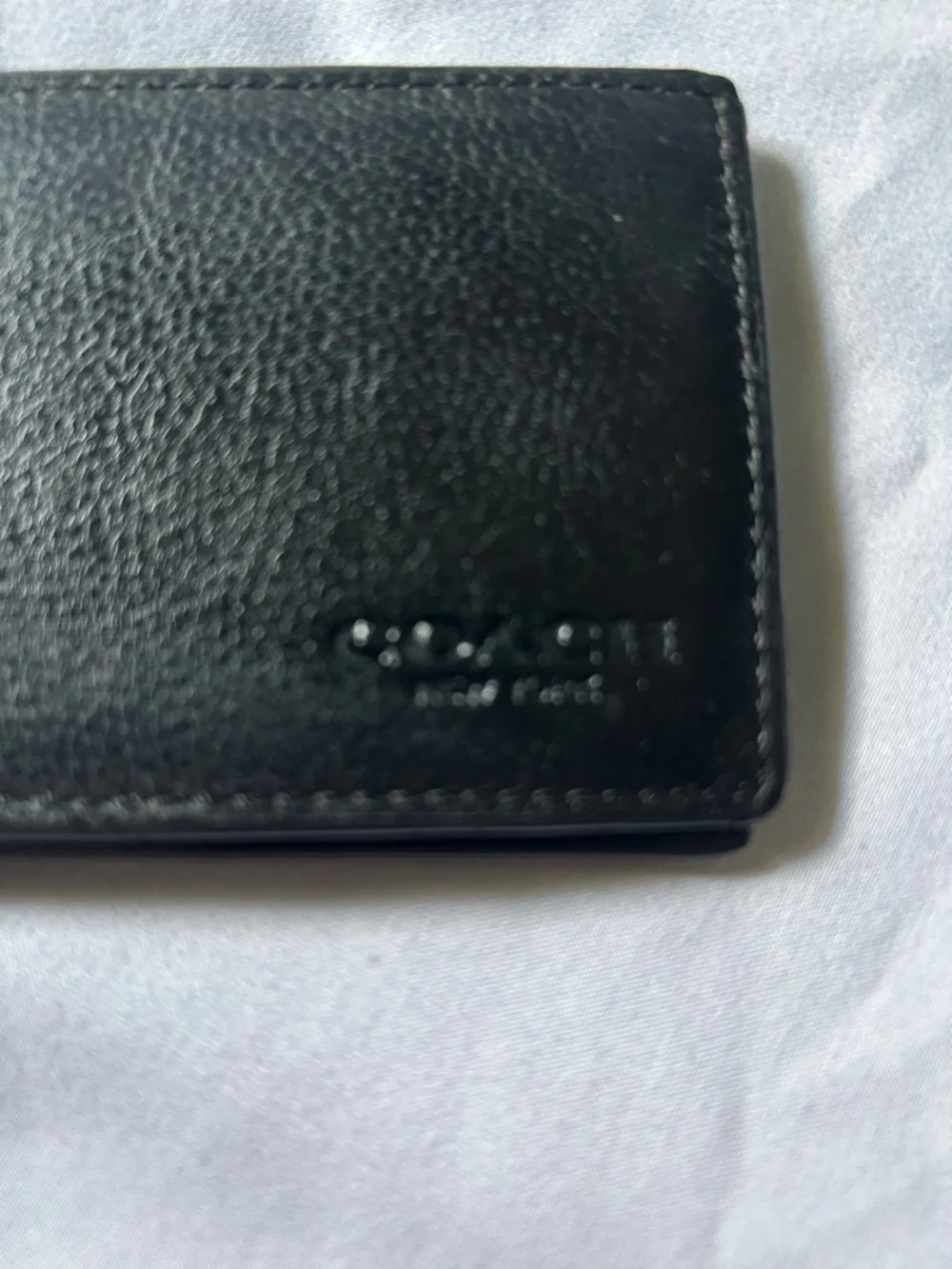 Coach Black Pebbled Leather Small Bifold Card Case